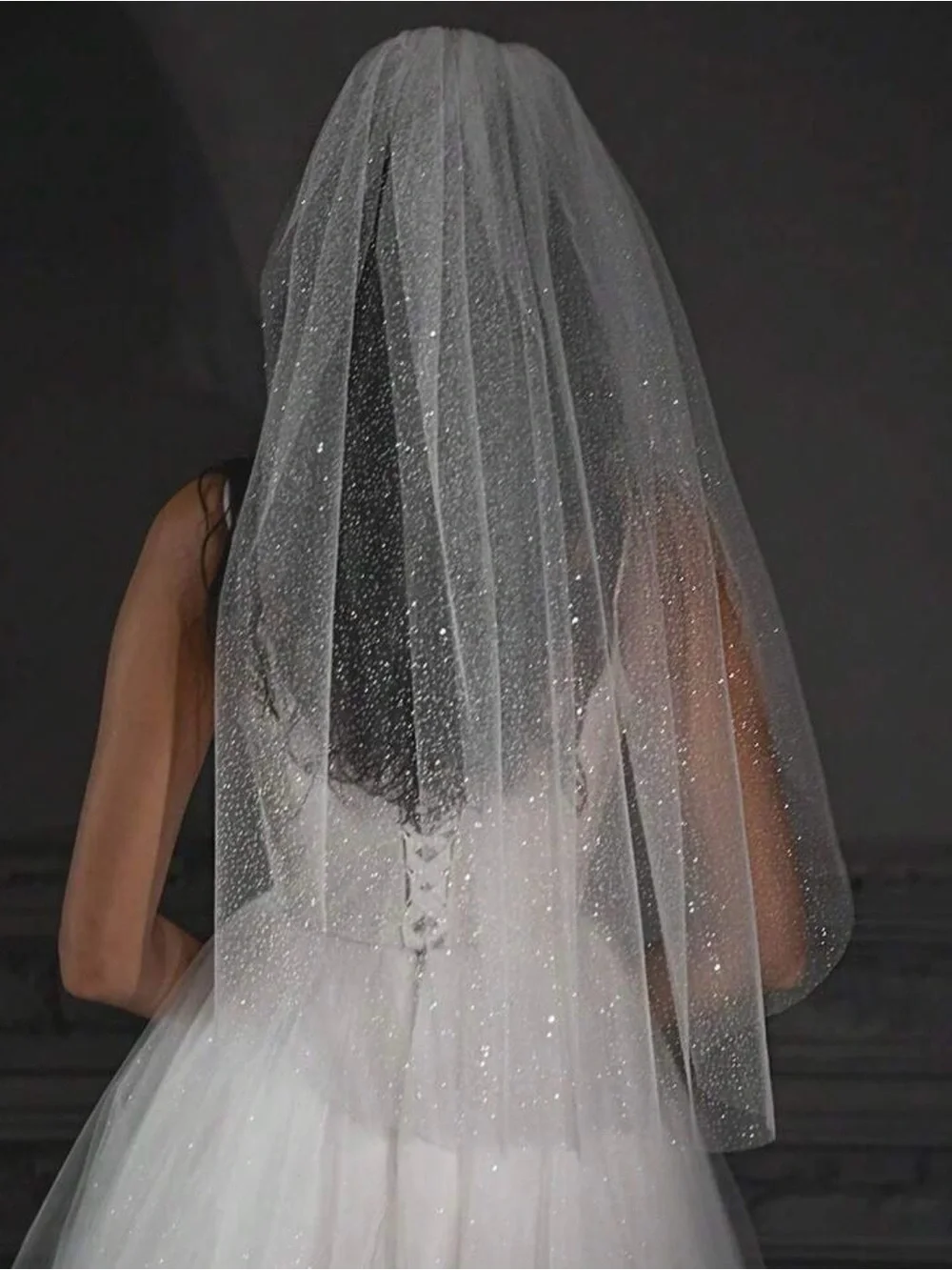 White Sparkle Bridal Veil - Women's Wedding Accessory